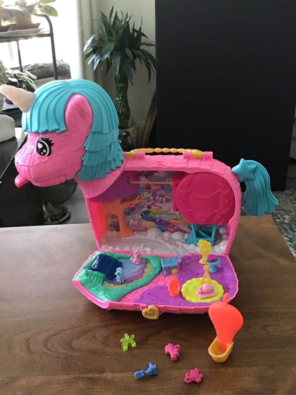 Polly Pocket Pink and Teal Unicorn Playset